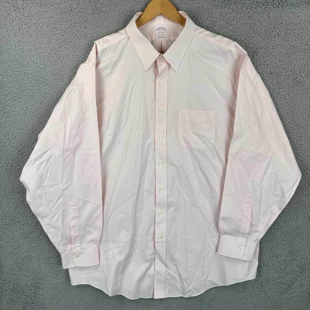 Brooks Brothers Dress Shirt Mens 19/37 Light Pink Traditional Fit Non-Iron